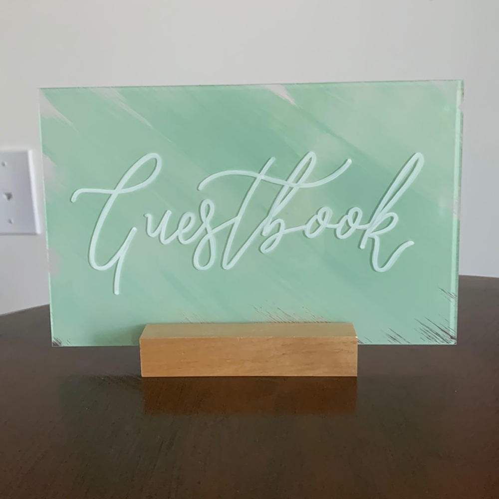 Acrylic ‘Guestbook’ Sign in Sage Green
